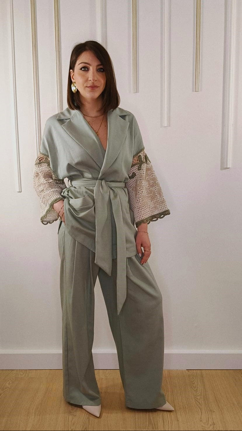 COORDINATO KIMONO VERDE SALVIA