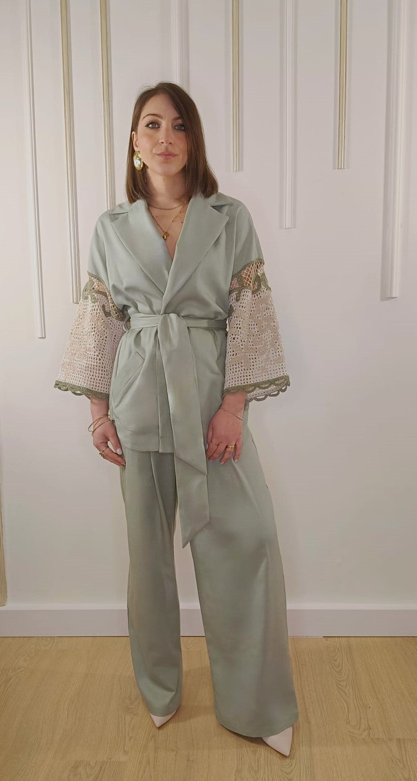 COORDINATO KIMONO VERDE SALVIA