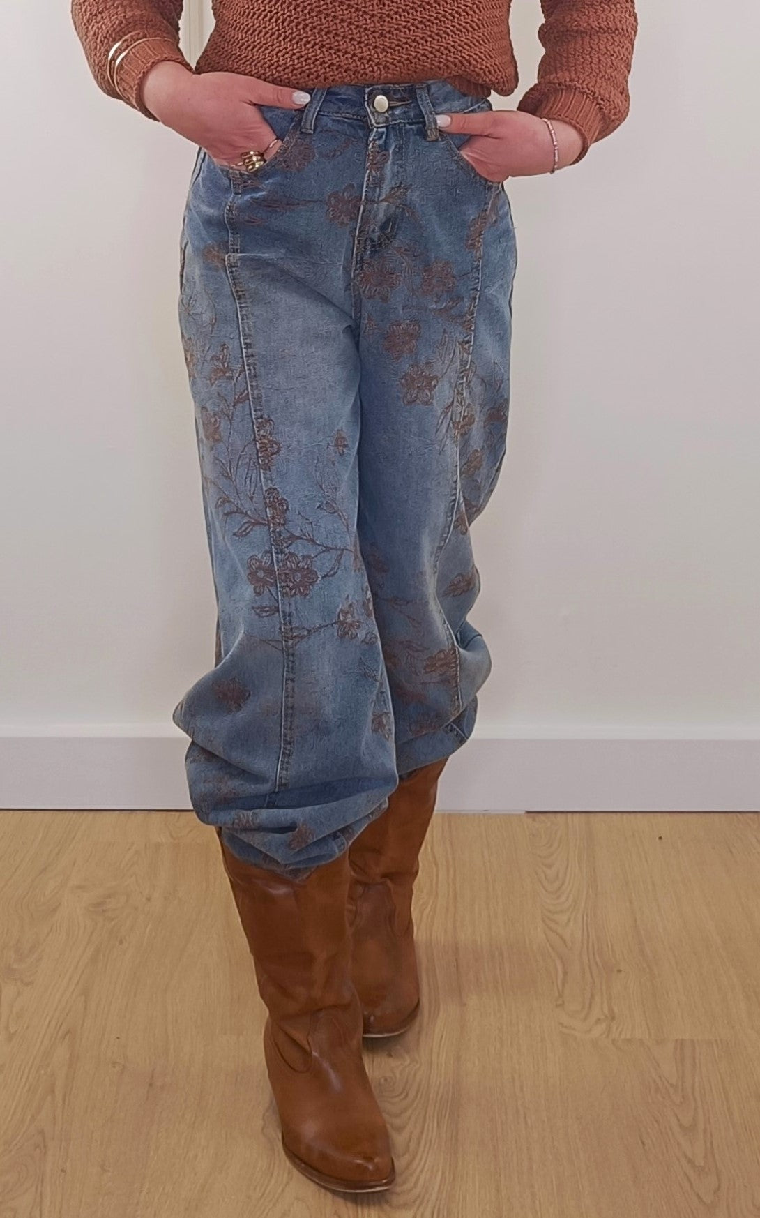 JEANS FIORI MARRONE