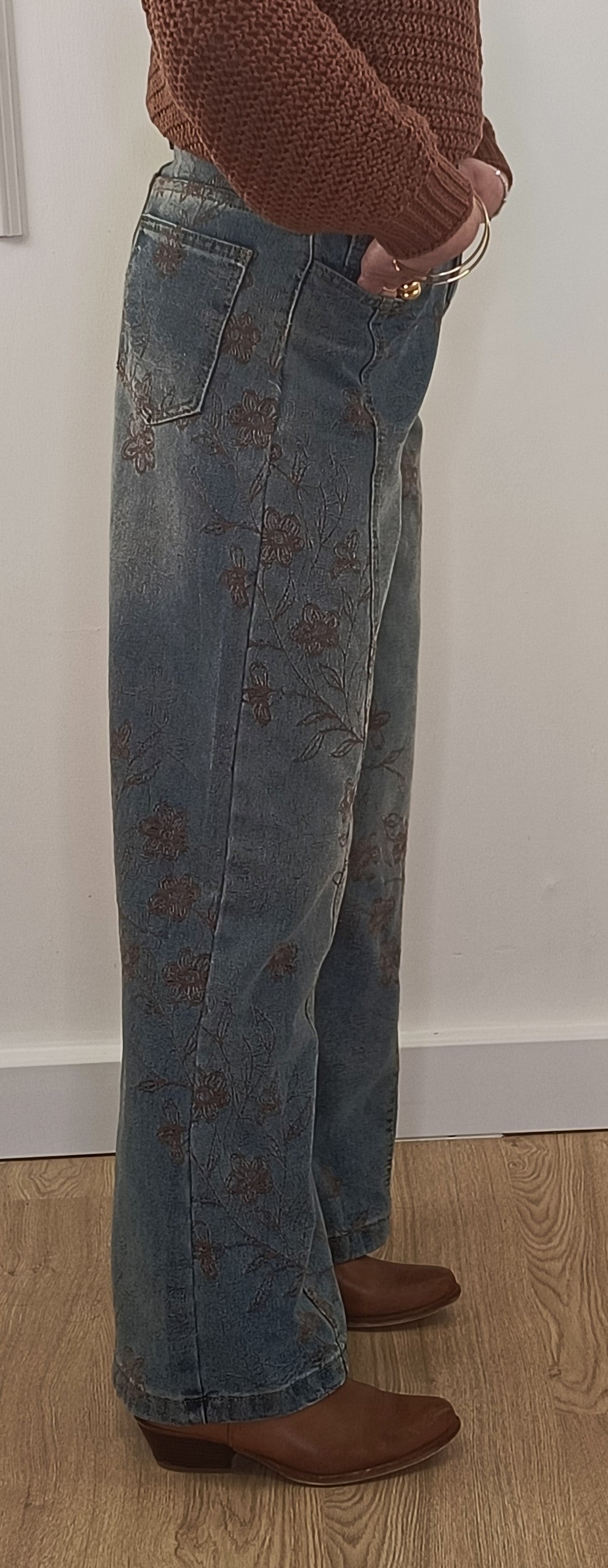 JEANS FIORI MARRONE