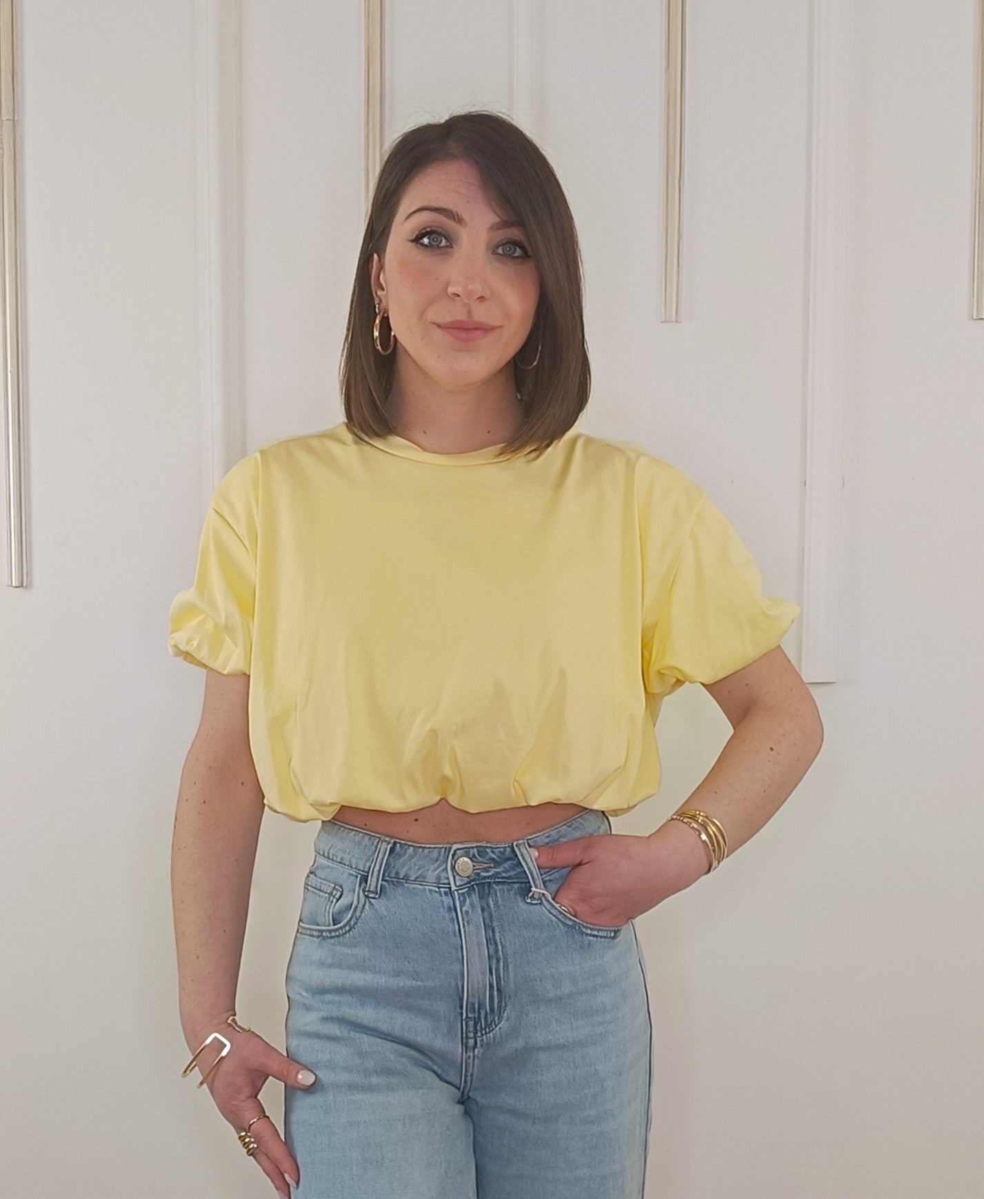 MAGLIETTA CROP LUMINA GIALLA